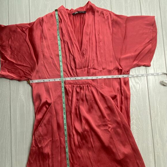 Zara Women's Pink Oversized Silky Flowy Midi Dress Size Small - Picture 4 of 11